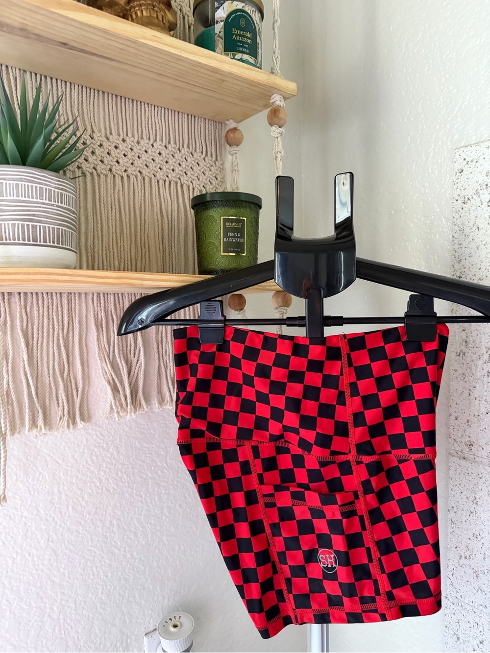 Red and Black Checkerboard Seamless Shorts